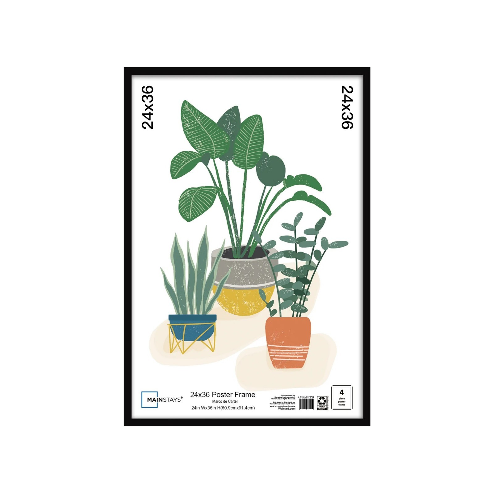 Mainstays 24x36 Picture Frame, Black Flat Profile Wall Photo Frame. Mainstays 24x36 Picture Frame, Black Flat Profile Wall Photo Frame.