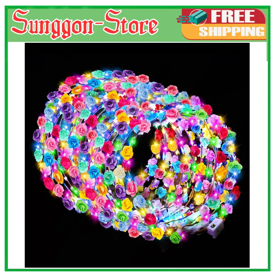 100 Pcs Honlyne LED Flower Crowns Light Up Glow Headbands Party Wedding Favors 100 Pcs Honlyne LED Flower Crowns Light Up Glow Headbands Party Wedding Favors