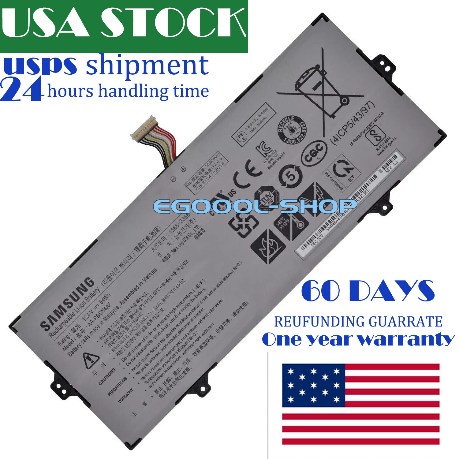 AA-PBSN4AF Genuine Battery for Samsung NP930SBE NT930SBE NP730QCJ NP730QCJ-K01US AA-PBSN4AF Genuine Battery for Samsung NP930SBE NT930SBE NP730QCJ NP730QCJ-K01US