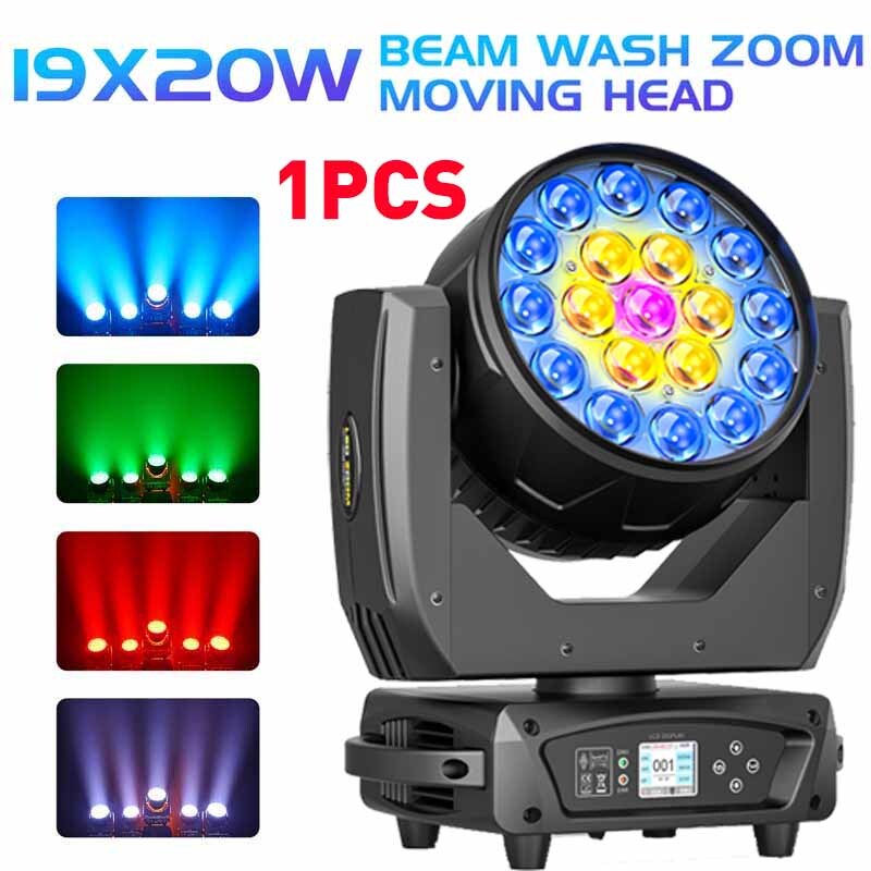 4Pcs 19x20W LED RGBW Beam Zoom Moving Head Light DMX DJ Bar Show Stage Lighting