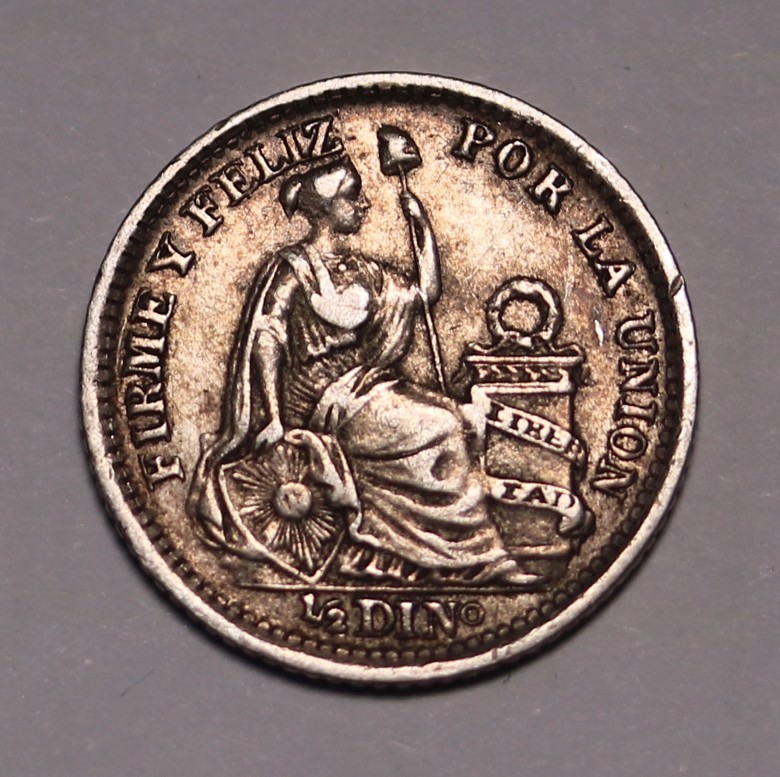 1901/ 891 JF Peru 1/2 Deniro Silver Coin KM#206.2 1901/ 891 JF Peru 1/2 Deniro Silver Coin KM#206.2