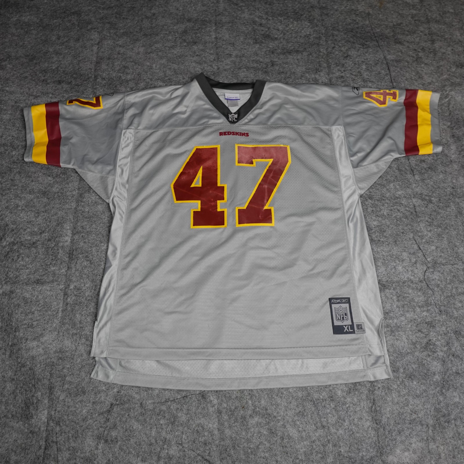 Vintage Washington Redskins Jersey Mens XL Gray NFL Reebok Chris Cooley #47 Sewn