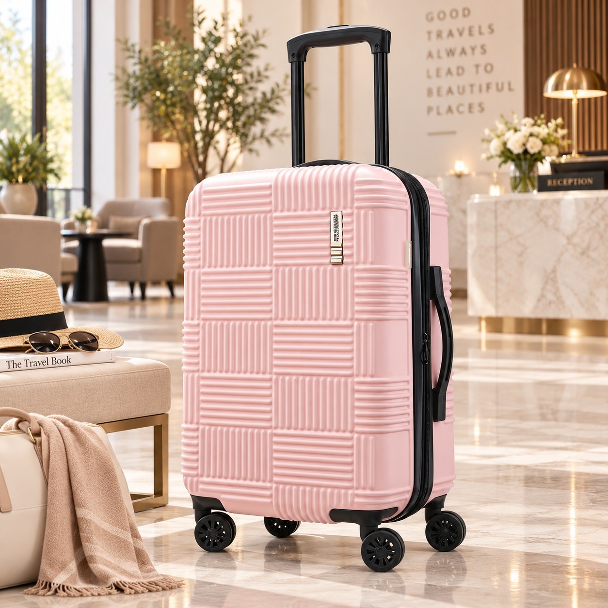NEW American Tourister NXT Checkered 22in Carry On Hardside Spinner Suitcase