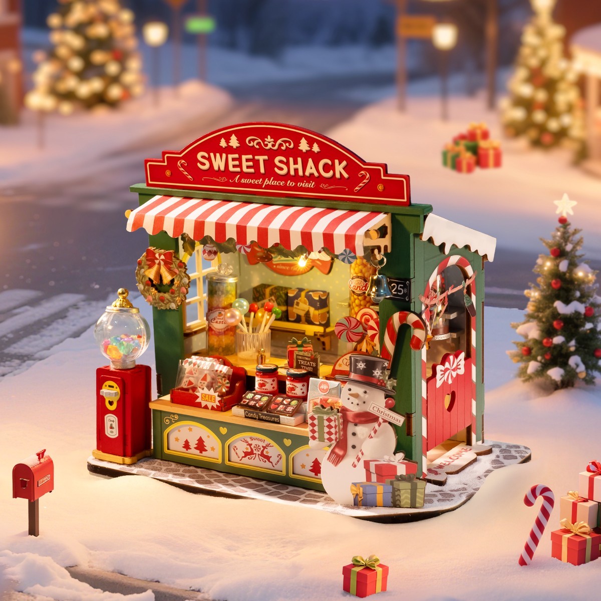 Rolife Wooden Christmas Miniature DollHouse 3D Puzzle Mini House LED Xmas Gifts