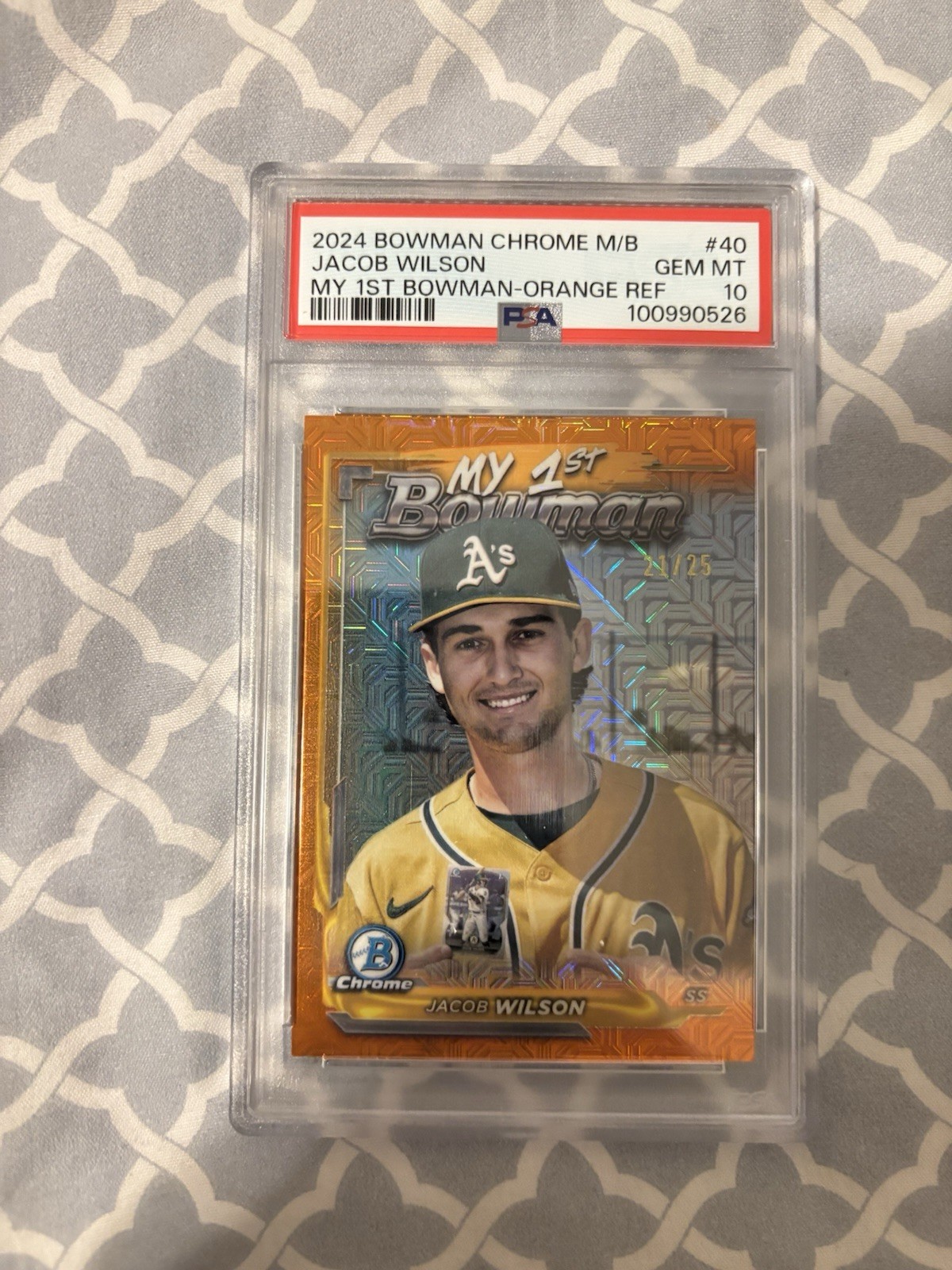 2024 Bowman Chrome M/B Jacob Wilson My 1st Bowman Orange Ref #40 /25 PSA 10 2024 Bowman Chrome M/B Jacob Wilson My 1st Bowman Orange Ref #40 /25 PSA 10