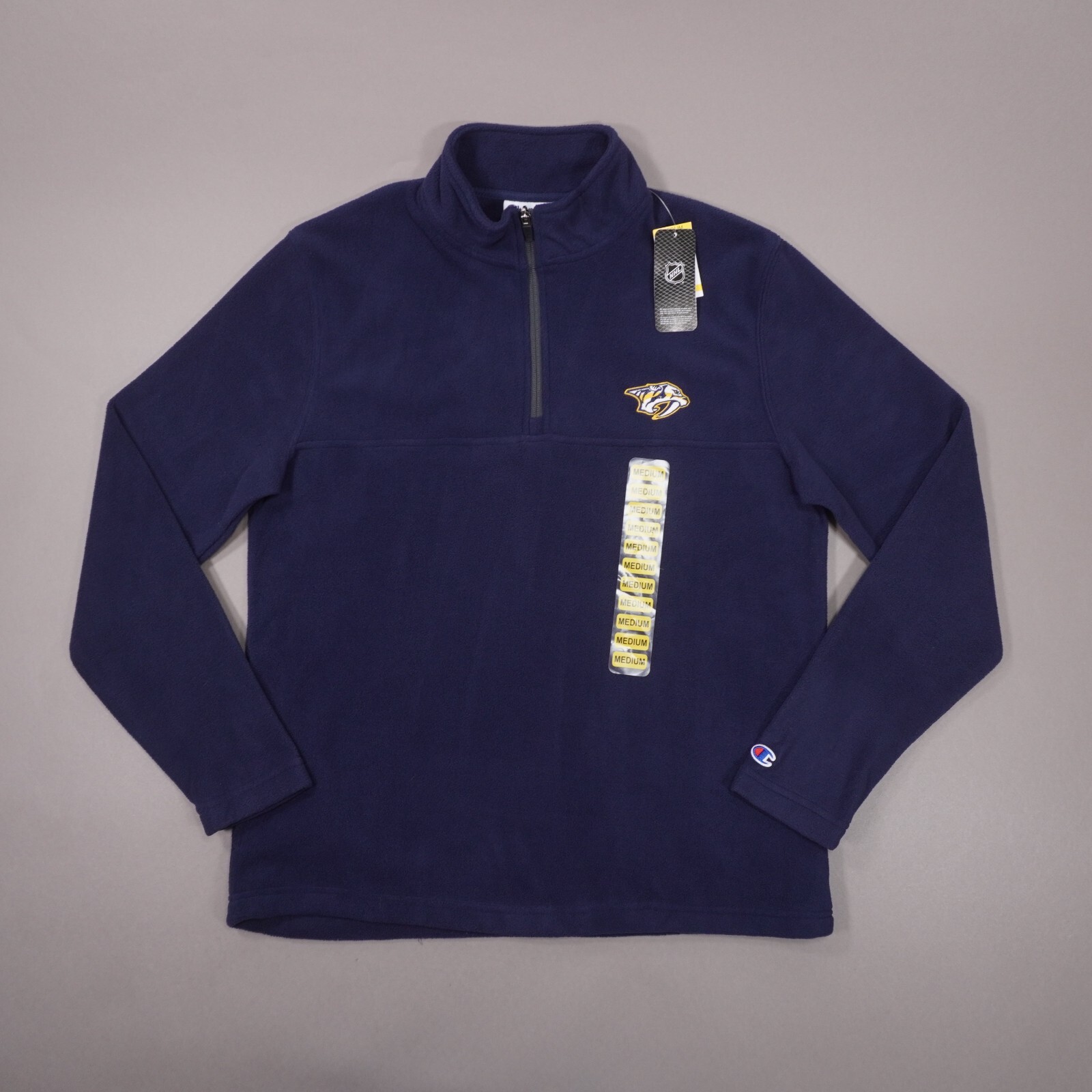 NEW Champion NHL Nashville Predators ¼ Zip Pullover Fleece Mens Medium Blue NWT