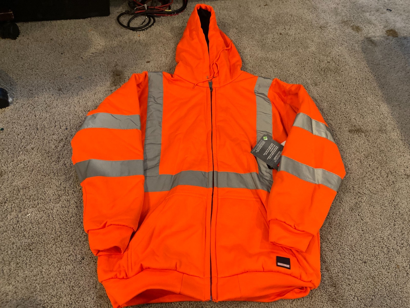 Craftsman Mens Hi-Vis Orange Reflective Safety Work Hoodie Jacket L