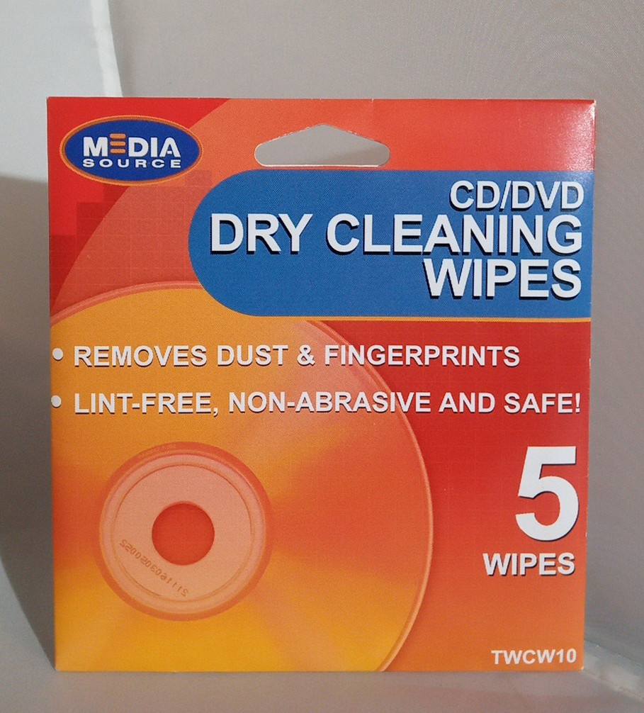 Lot of 10 Media Source TWCW10 CD/DVD Dry Cleaning Wipes 5-Packs - 50 Wipes Total Lot of 10 Media Source TWCW10 CD/DVD Dry Cleaning Wipes 5-Packs - 50 Wipes Total