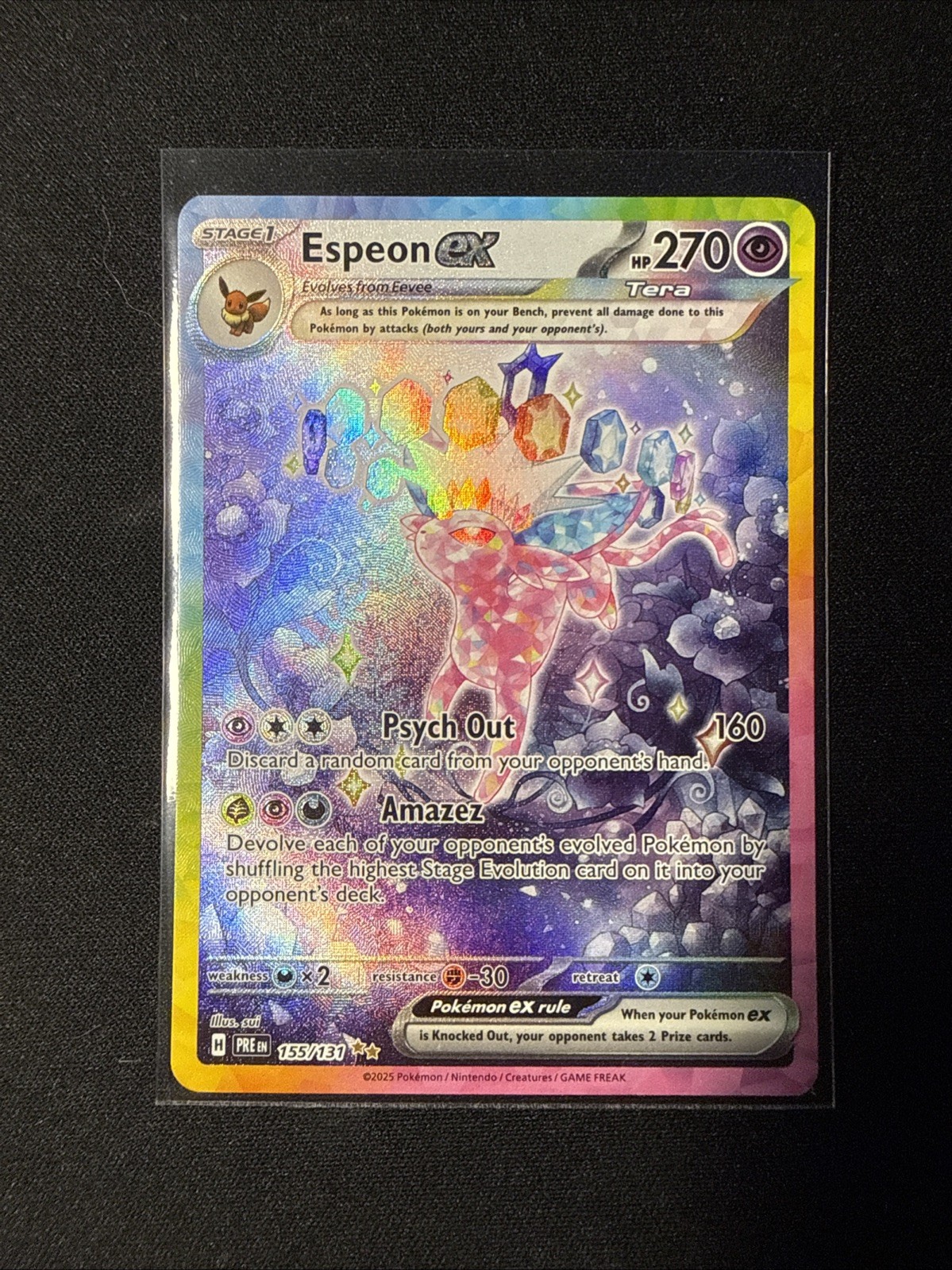 Espeon ex 155/131 Sv: Prismatic Evolutions Holo Near Mint Espeon ex 155/131 Sv: Prismatic Evolutions Holo Near Mint