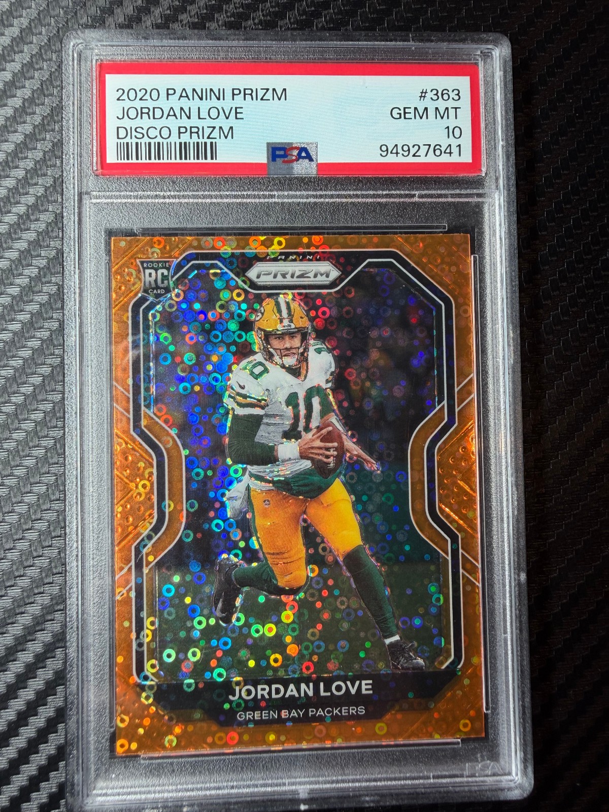 2020 Panini Prizm Orange Disco Prizm Rookie RC Jordan Love #363 PSA 10 2020 Panini Prizm Orange Disco Prizm Rookie RC Jordan Love #363 PSA 10