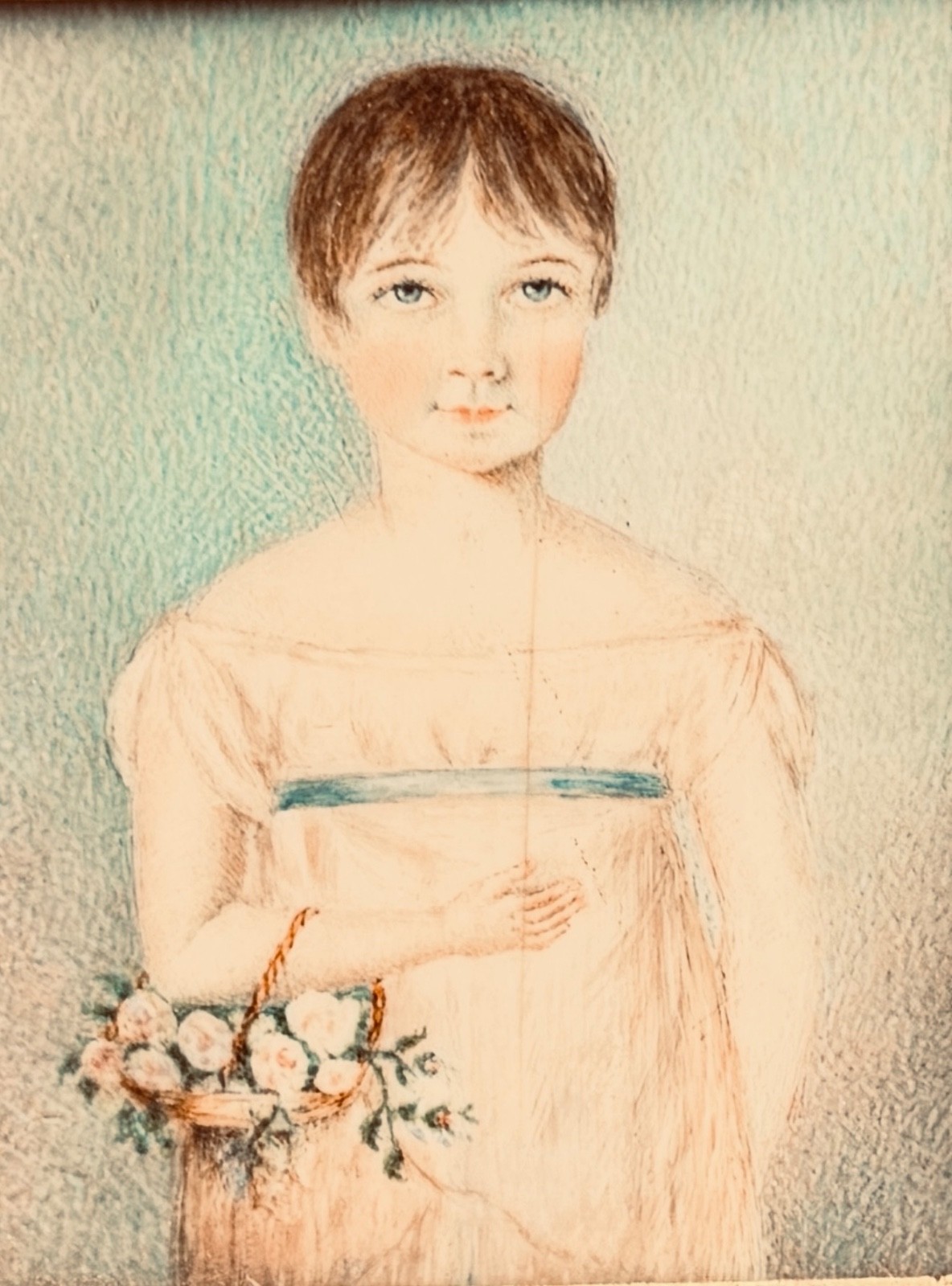ANTIQUE EARLY 19th CENTURY WATERCOLOR**PRIMITIVE**AAFA**CHILD PORTRAIT**AMERICAN