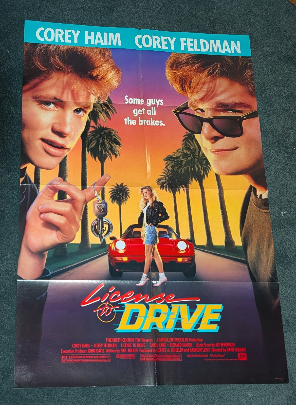 LICENSE TO DRIVE 1988 ORIGINAL 27x40 COREY HAIM & COREY FELDMAN TEEN COMEDY