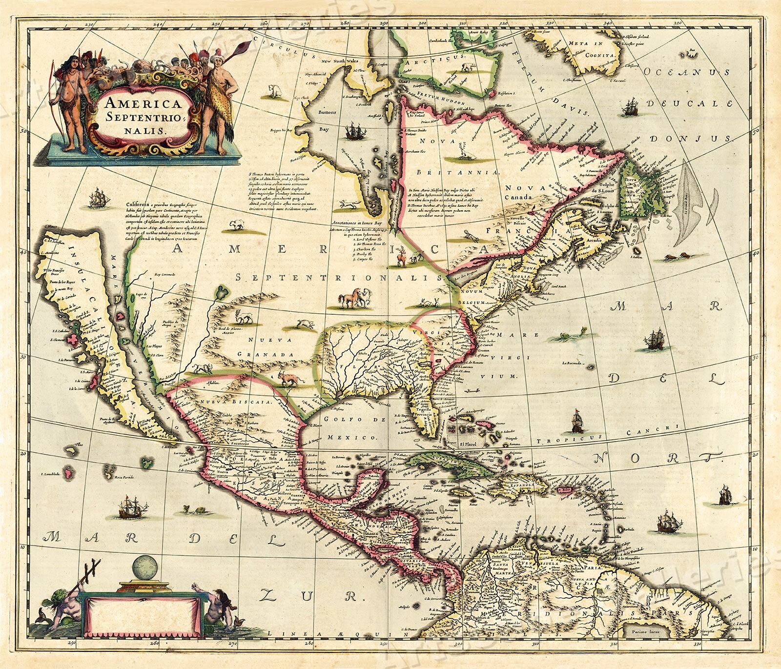 1630s “America Septentrionalis” Vintage Style American Map - 20x24