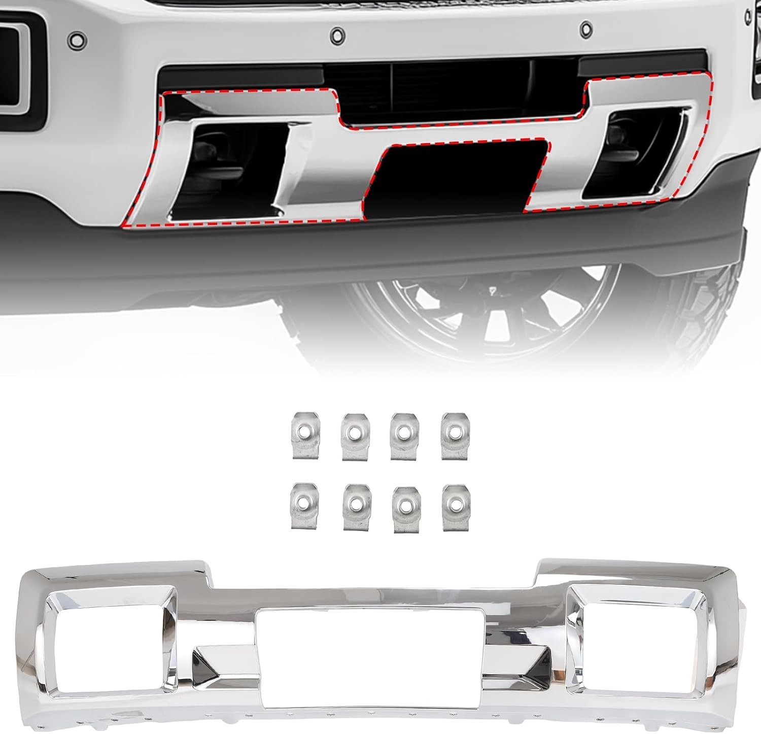 Front Bumper Skid Plate Compatible with 2015-2019 GMC Sierra 2500 3500 HD Chrome Front Bumper Skid Plate Compatible with 2015-2019 GMC Sierra 2500 3500 HD Chrome