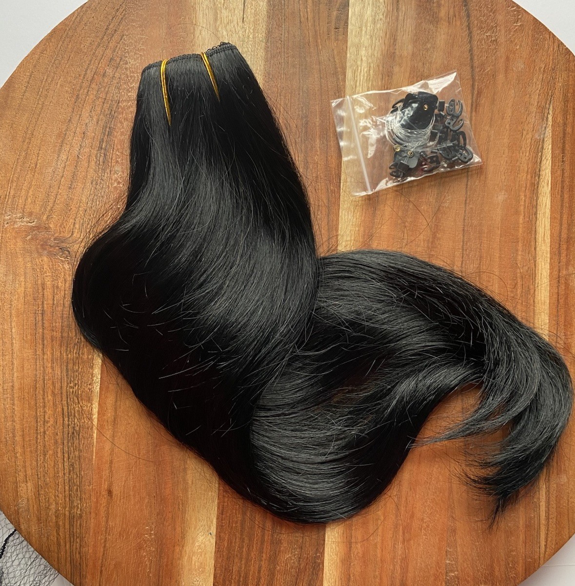 Sunny Hair 16” Invisible Fish Line Extensions 85G # 1 Jet Black Remy Human Hair