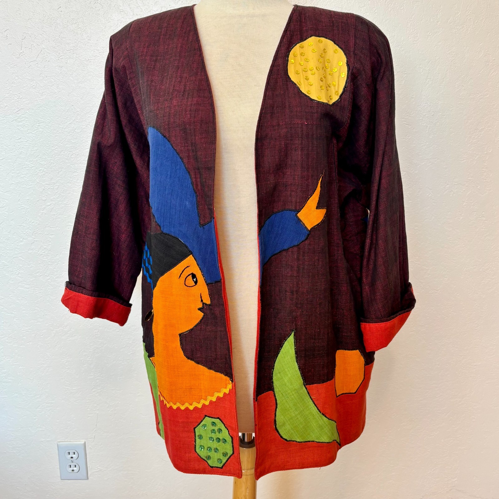 Womens Vintage art jacket Cotton One of a Kind SZ M-L