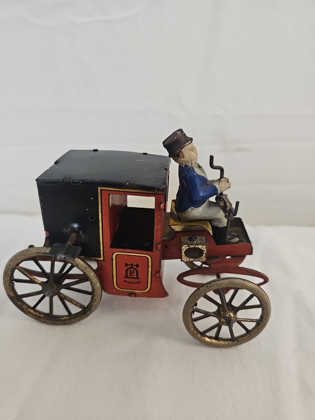Tin Toy Lehmann Motor-Kutsche Germany Vintage Antique, Time Period Around 1910 Tin Toy Lehmann Motor-Kutsche Germany Vintage Antique, Time Period Around 1910