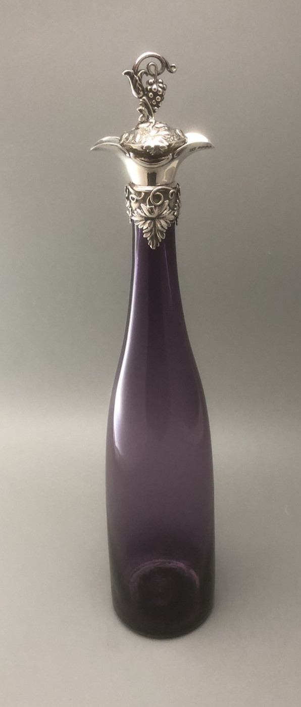 Victorian Silver Mounted Glass Decanter Charles Rawlings London 1838 39cm ALZX Victorian Silver Mounted Glass Decanter Charles Rawlings London 1838 39cm ALZX