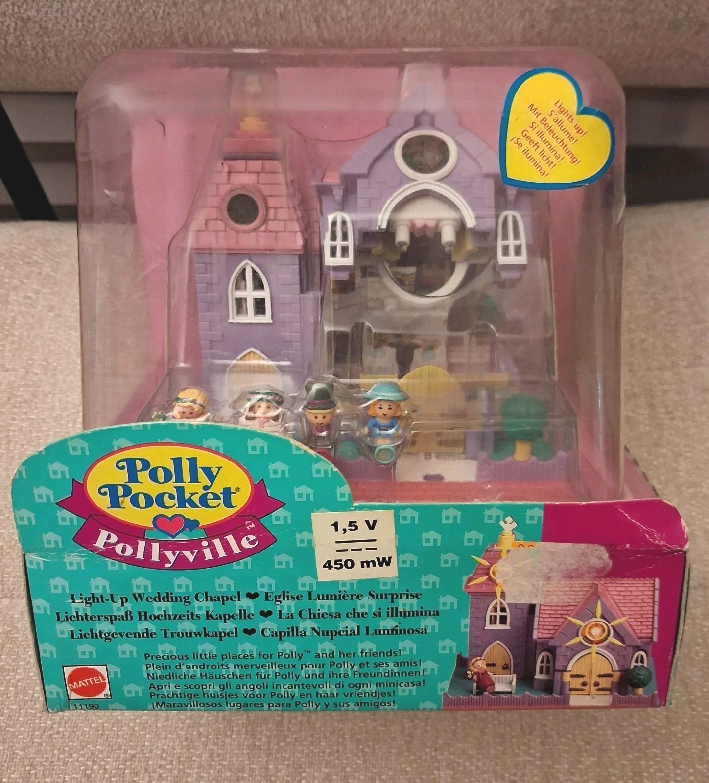 1993 Polly Pocket Pollyville LIGHT UP WEDDING Chapel Church Playset Brand New