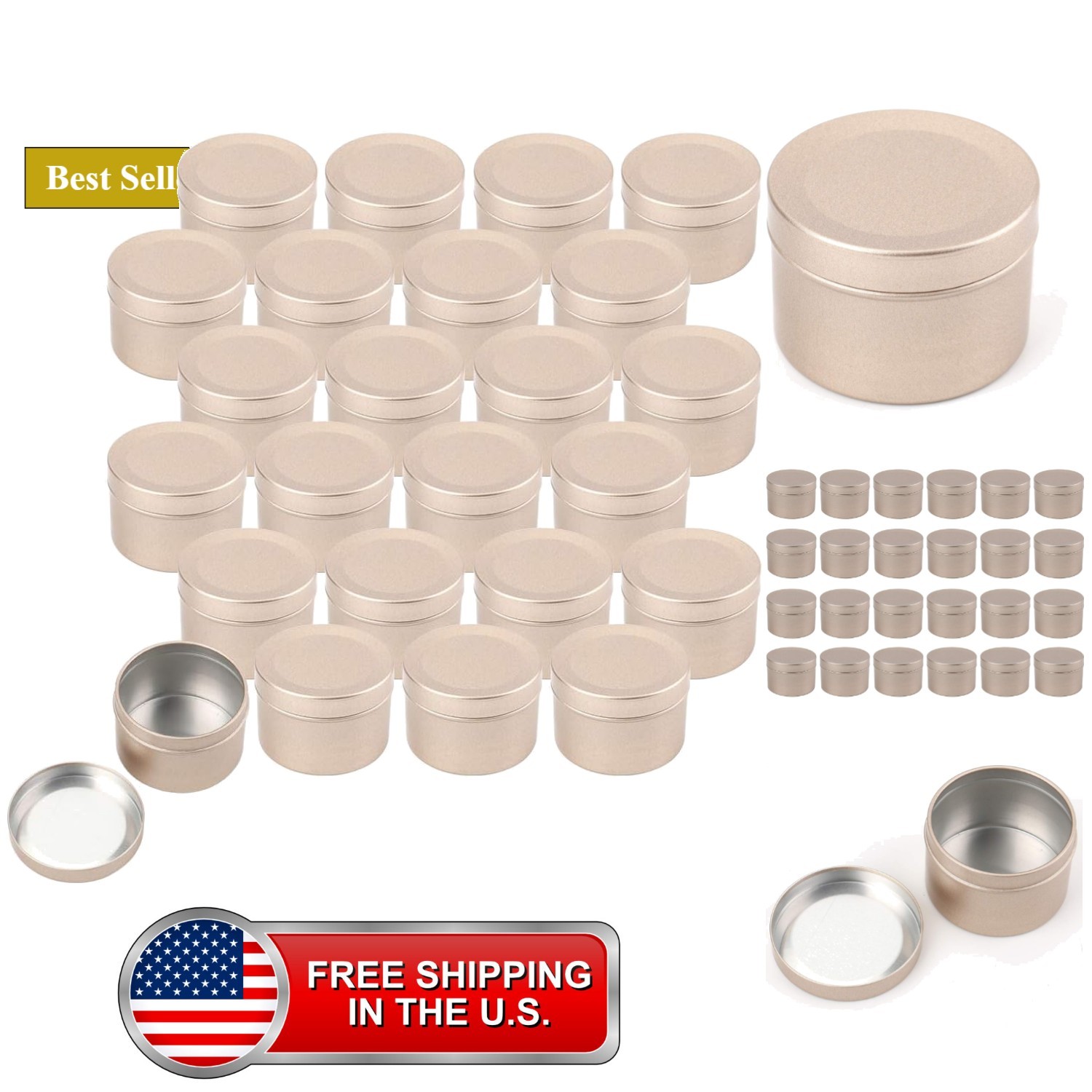 24 Pack 2 oz Round Tin Containers with Slip-on Lids, Aluminum Candle Tin Cans... 24 Pack 2 oz Round Tin Containers with Slip-on Lids, Aluminum Candle Tin Cans...