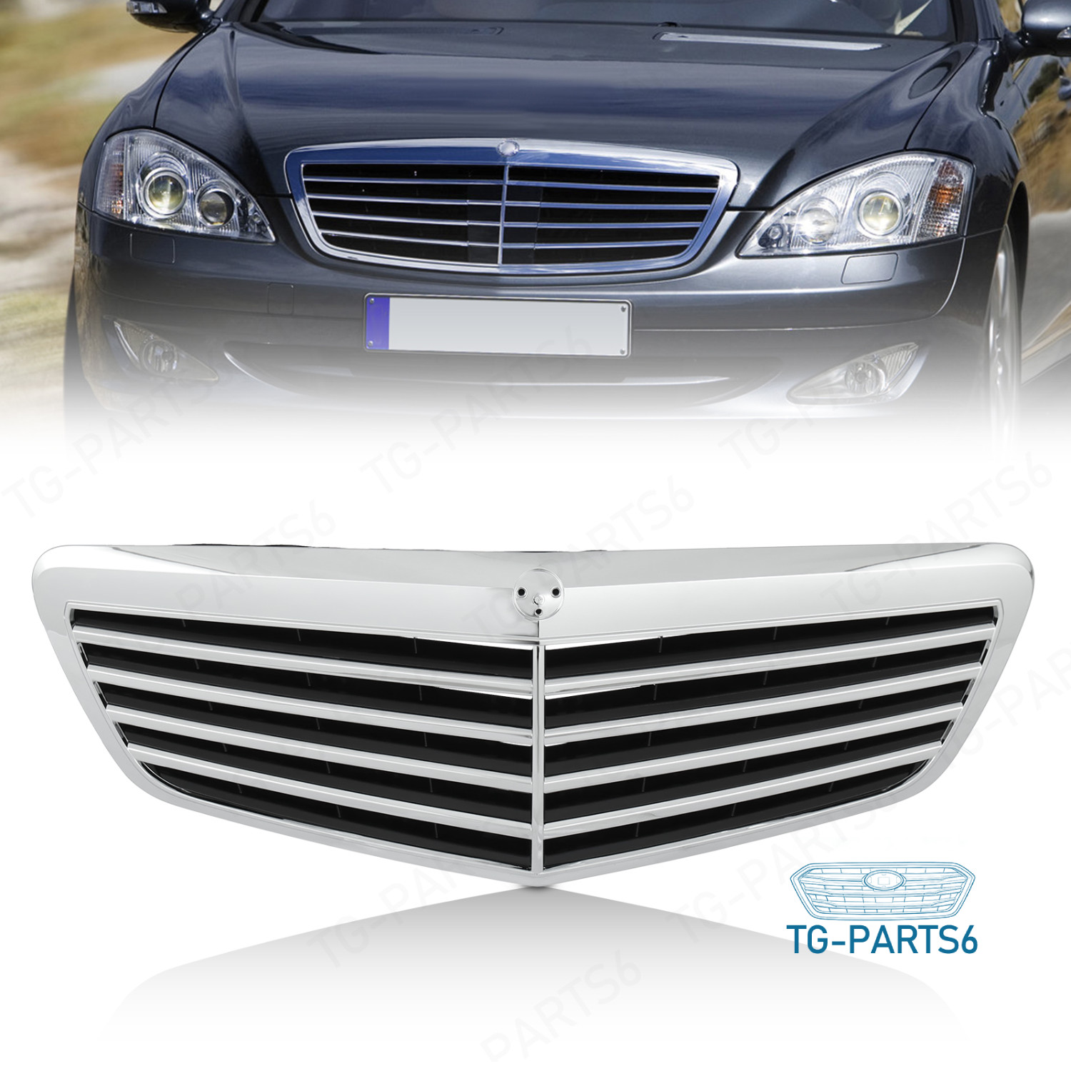 Chrome Front Bumper Grill For 2010-2013 Mercedes Benz S Class W221 S550 S600 S63 Chrome Front Bumper Grill For 2010-2013 Mercedes Benz S Class W221 S550 S600 S63