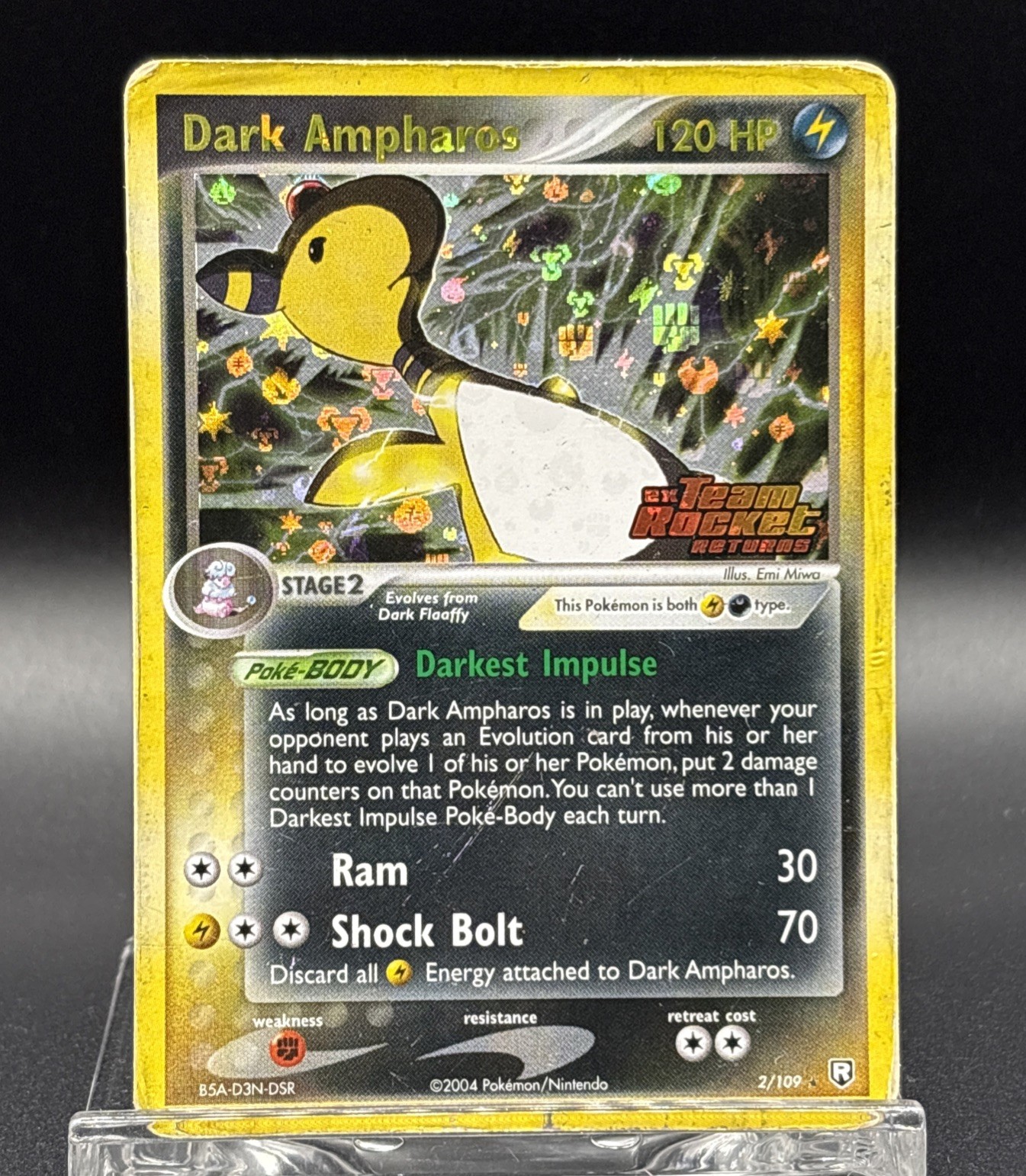 Pokémon Dark Ampharos Team Rocket Returns 2/109 Reverse Holo Stamped HP/DMG Pokémon Dark Ampharos Team Rocket Returns 2/109 Reverse Holo Stamped HP/DMG