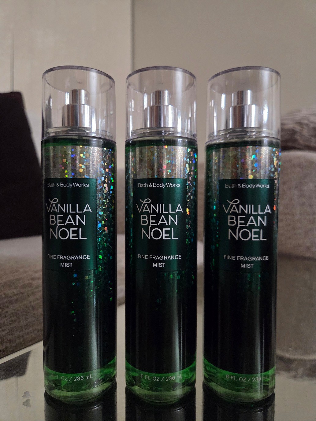 3x Bath & Body Works Vanilla Bean Noel Fine Fragrance Body Mist Spray 8 oz NEW