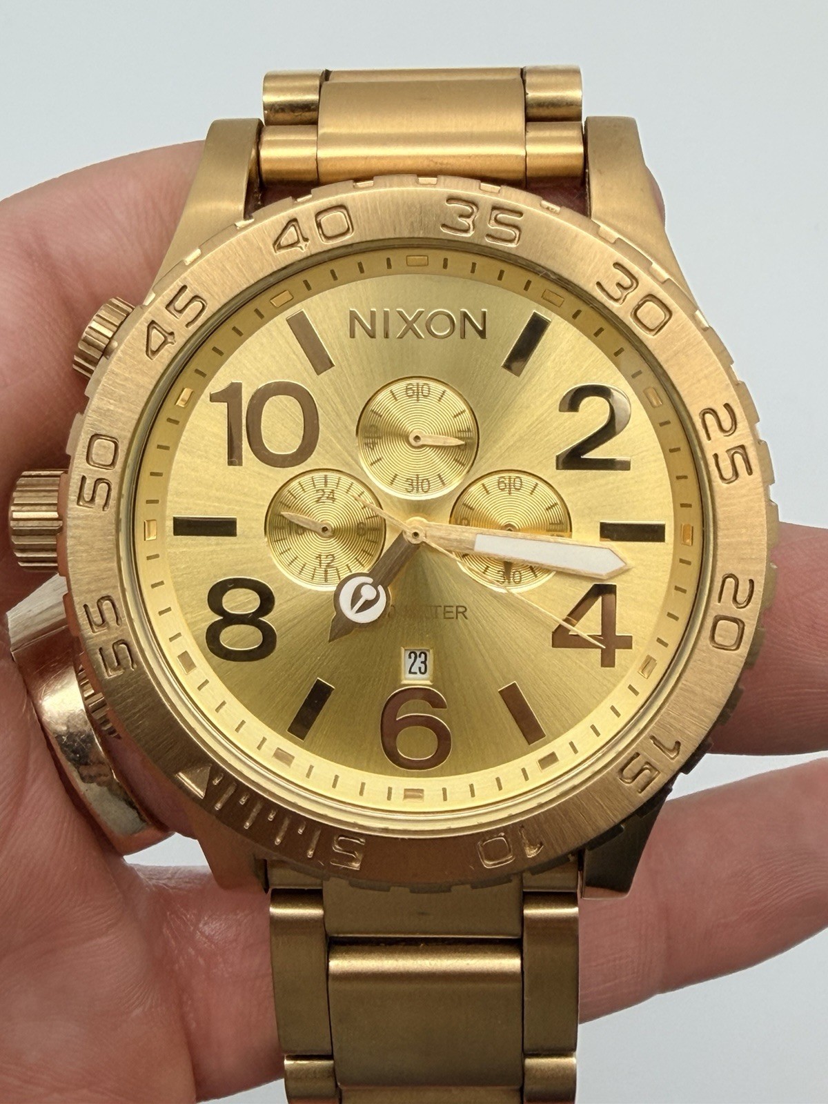 Nixon 51-30 Chrono 51mm Gold Tone Quartz Chronograph Date 300m Watch