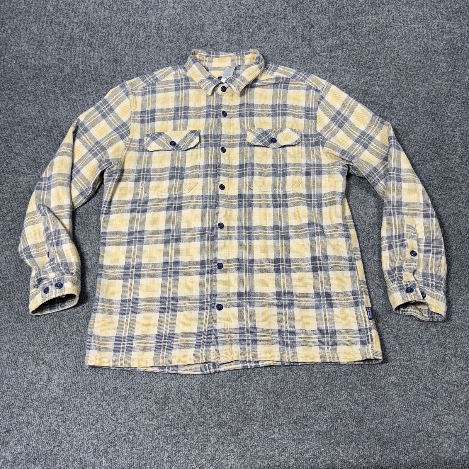 Patagonia Shirt Mens Large Yellow Flannel Long Sleeve Button Front Organic