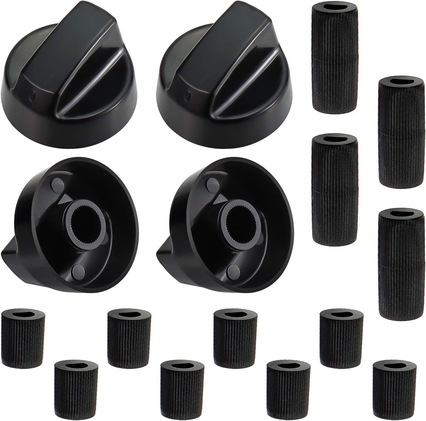 4 Pack Black Universal Control Knobs with 12 Adapters - Compatible 4 Pack Black Universal Control Knobs with 12 Adapters - Compatible