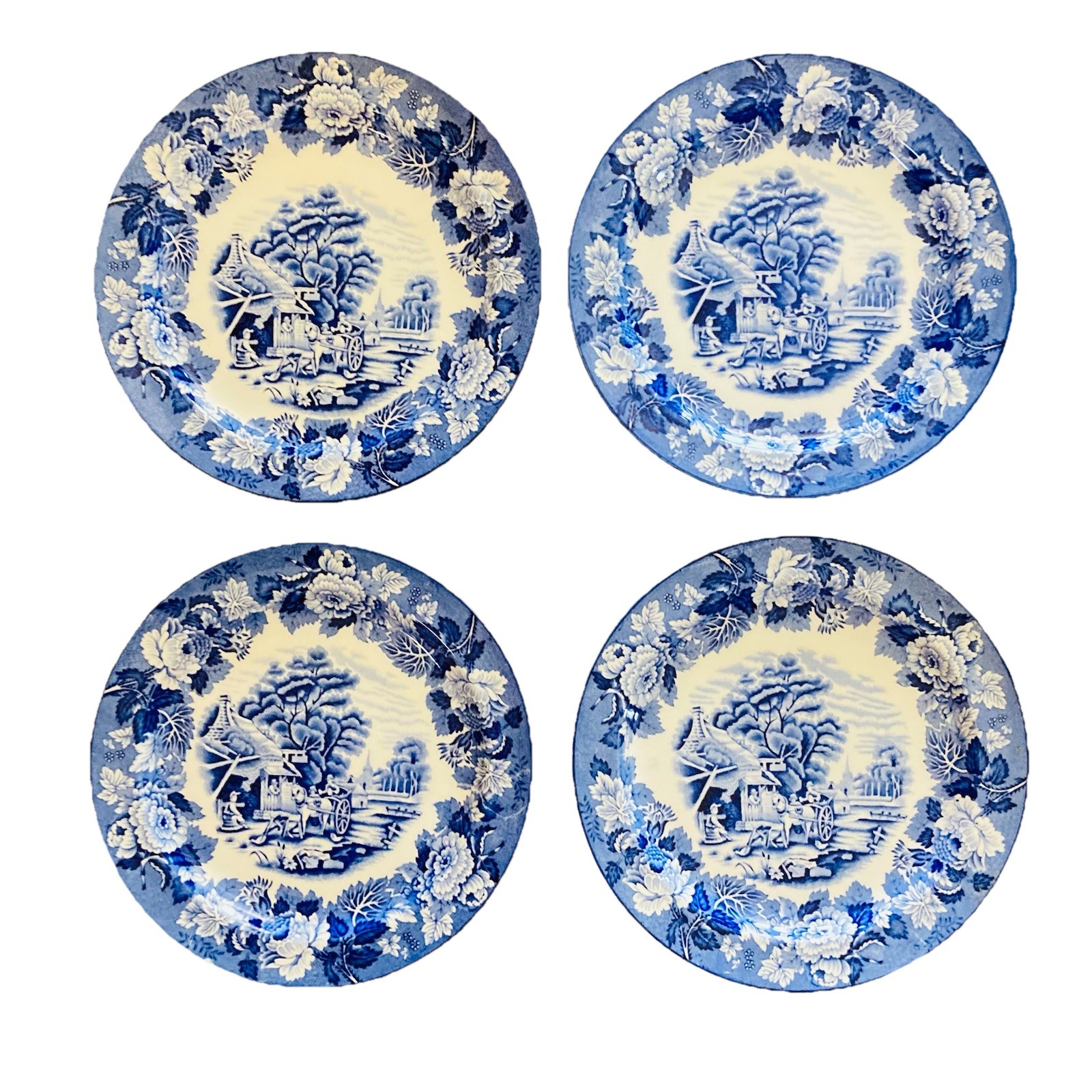 ATQ/VTG Wood & Sons English Scenery 4 Blue Dinner Plates 10\