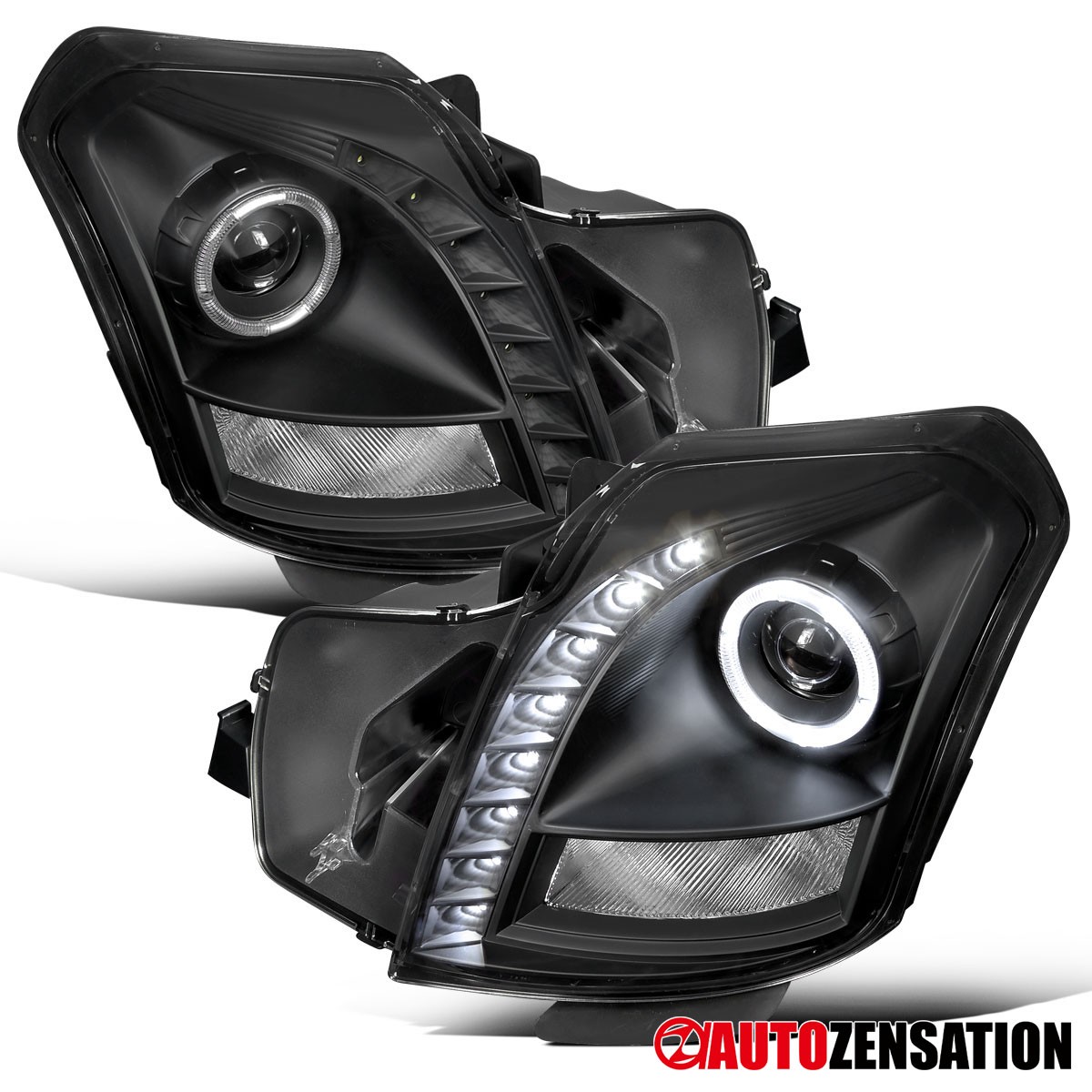 Fit 2003-2007 Cadillac CTS Black LED Halo Projector Headlights Lamps 04 05 06 Fit 2003-2007 Cadillac CTS Black LED Halo Projector Headlights Lamps 04 05 06