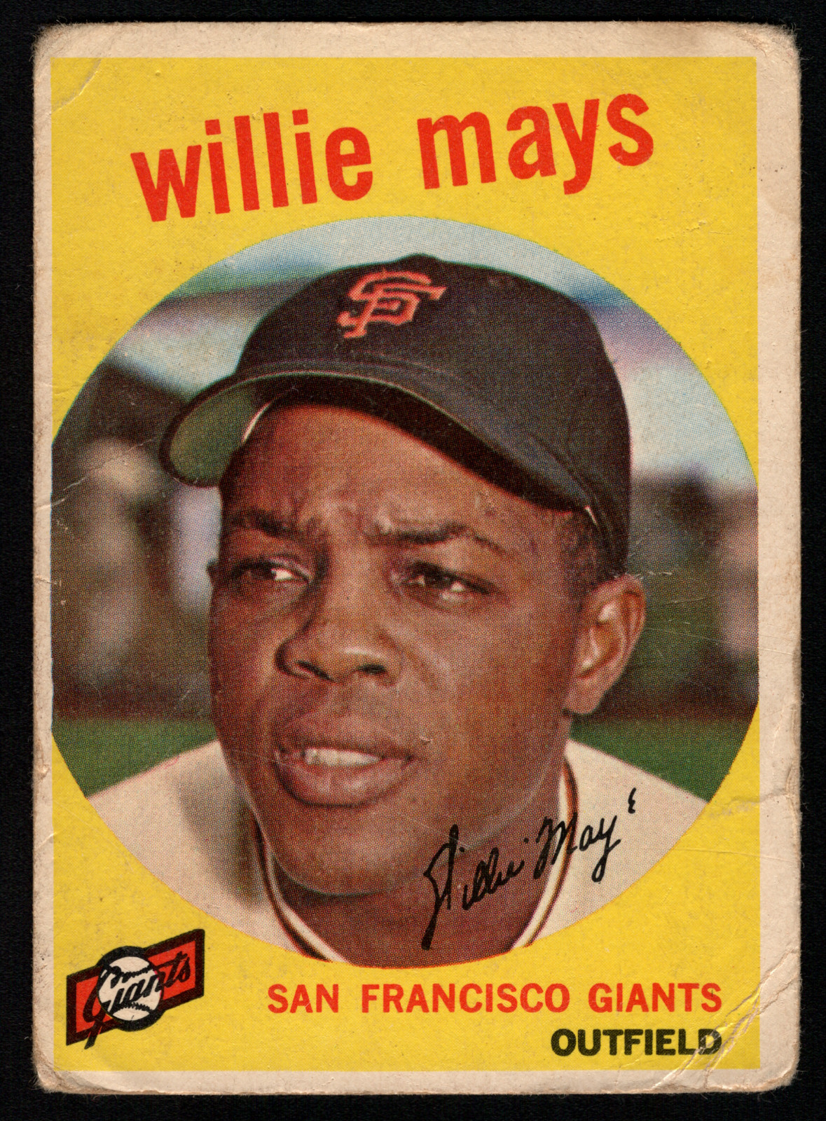 1959 Topps Willie Mays #50 Baseball Card HOF - Giants (Creased) 1959 Topps Willie Mays #50 Baseball Card HOF - Giants (Creased)