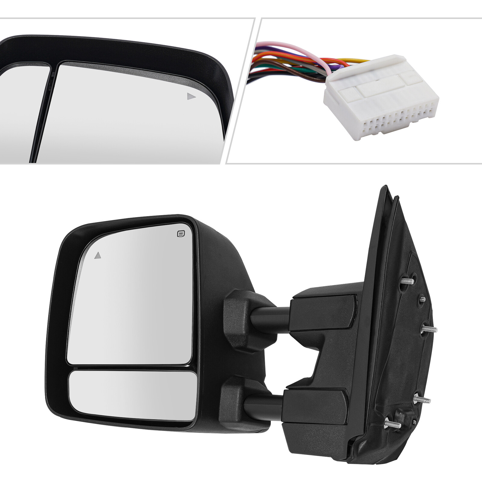 For 2017-2022 Nissan Titan Left LH Driver Heated Side Tow Mirror Black OEM