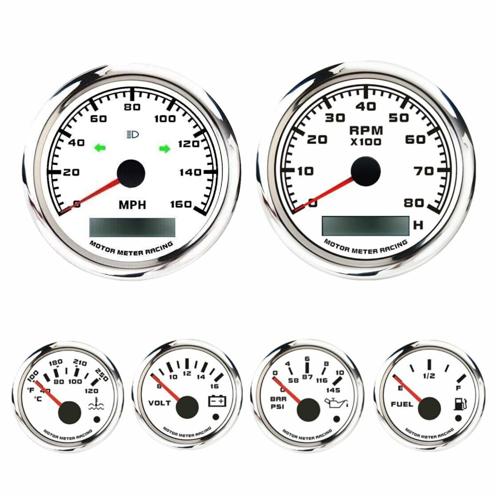 W PRO 6 Gauge Set 85mm GPS Speedometer 160 MPH Turn Signal High Beam Waterproof W PRO 6 Gauge Set 85mm GPS Speedometer 160 MPH Turn Signal High Beam Waterproof