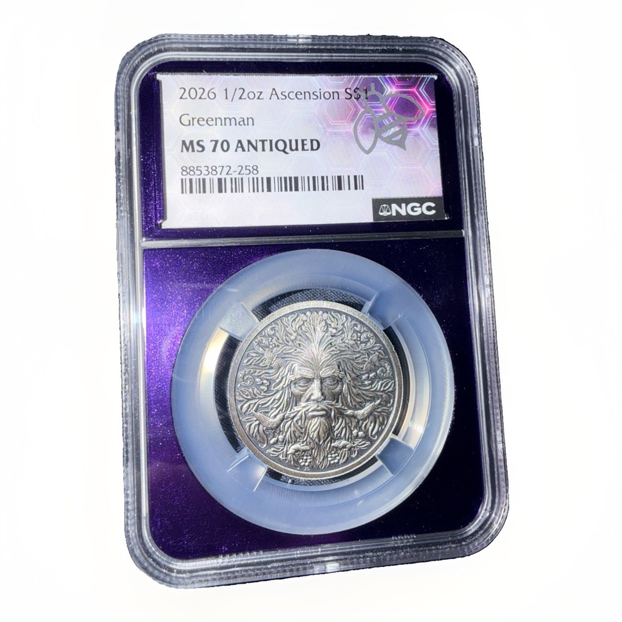 2026 ASCENSION ISLAND ANTIQUED 1/2 OZ SILVER Greenman Traderbea S$1