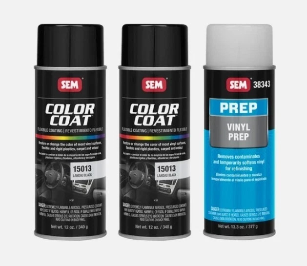 SEM 2 Pack 15013 Color Coat Landau Black + Vinyl Prep Restoration Kit
