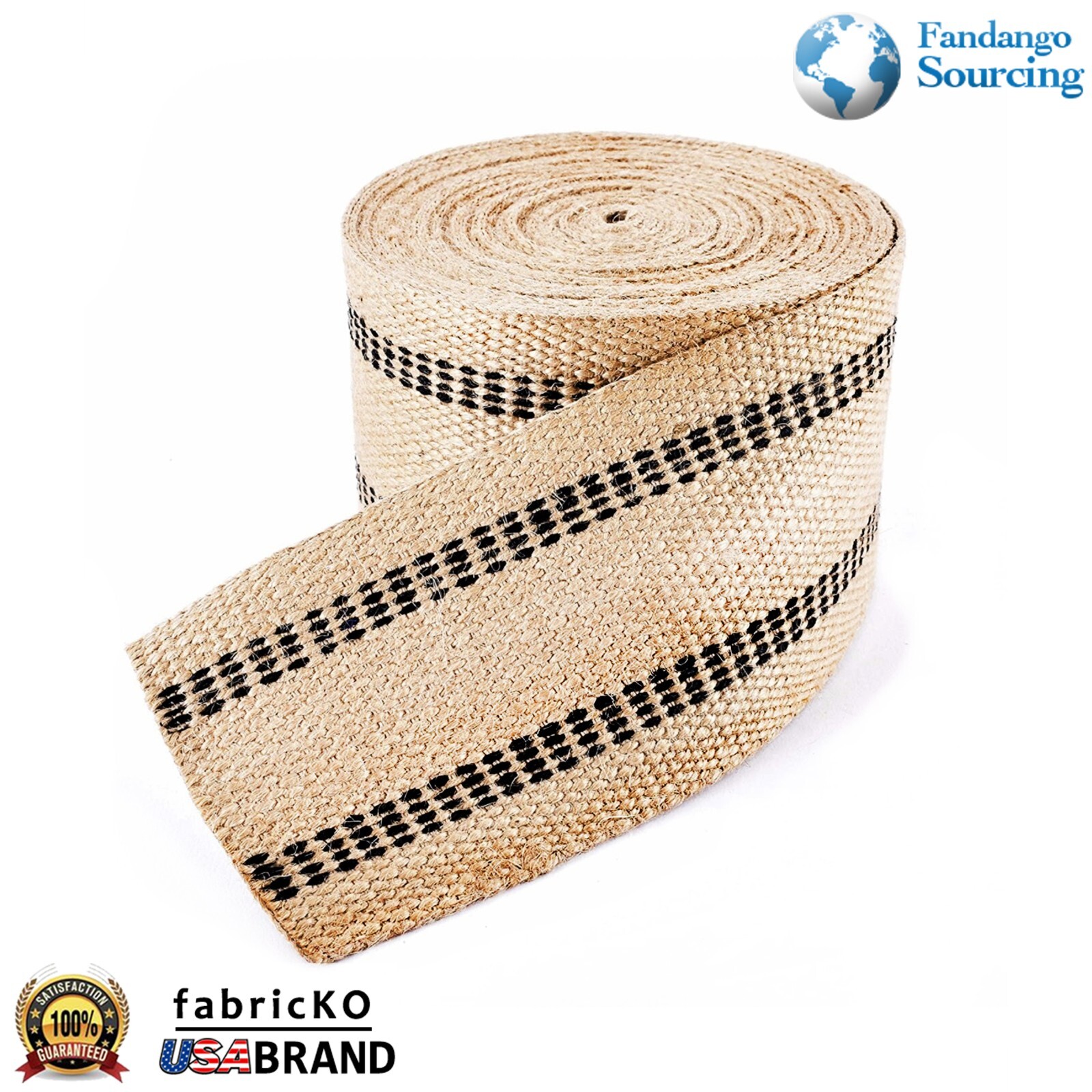JUTE WEBBING W/ BLACK LINE HEAVY 4 UPHOLSTERY 10 YARD PACK /RETURN 