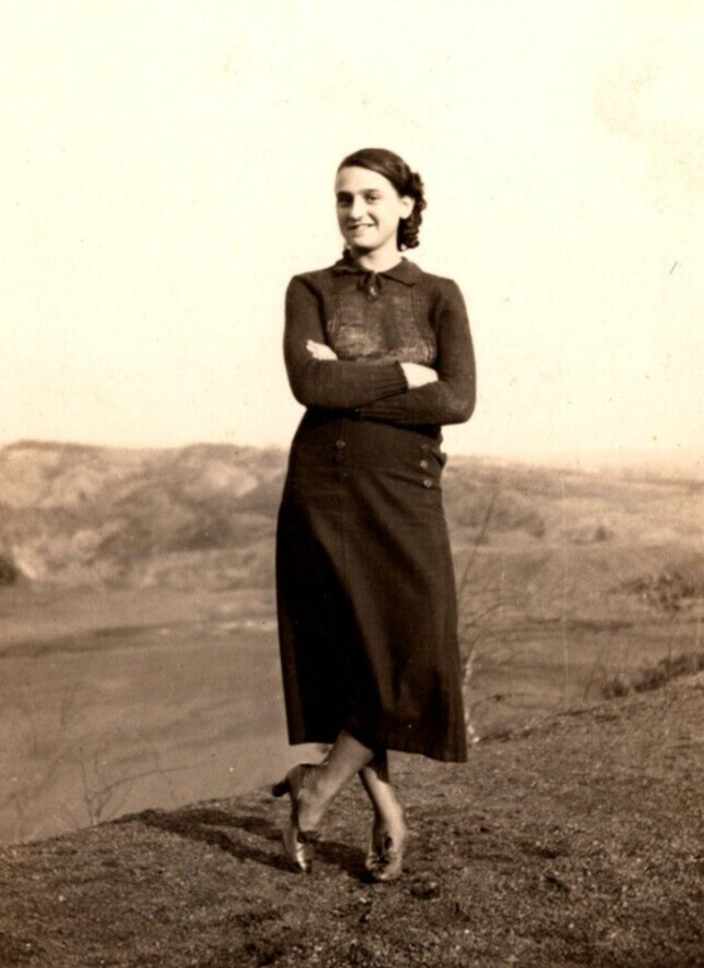 RPPC Young Happy Lady Full of Life Legs Crossed VINTAGE Postcard AZO 1925-40s RPPC Young Happy Lady Full of Life Legs Crossed VINTAGE Postcard AZO 1925-40s