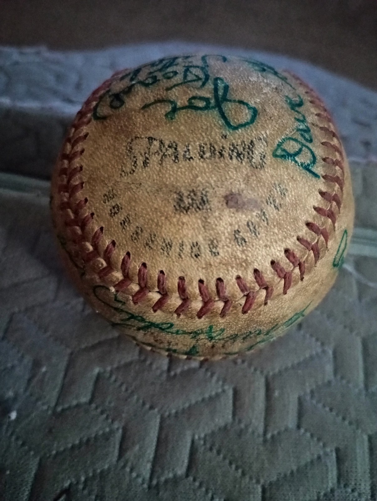 Vintage 1930s Spalding Cushioned Cork Baseball Fargo ND American Legion Signed