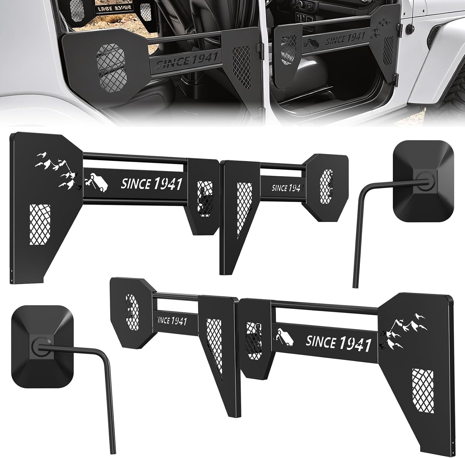 HOCHO 4 Half Doors w Mirrors for 2018-26 Jeep Wrangler JL Gladiator JT 4 Door