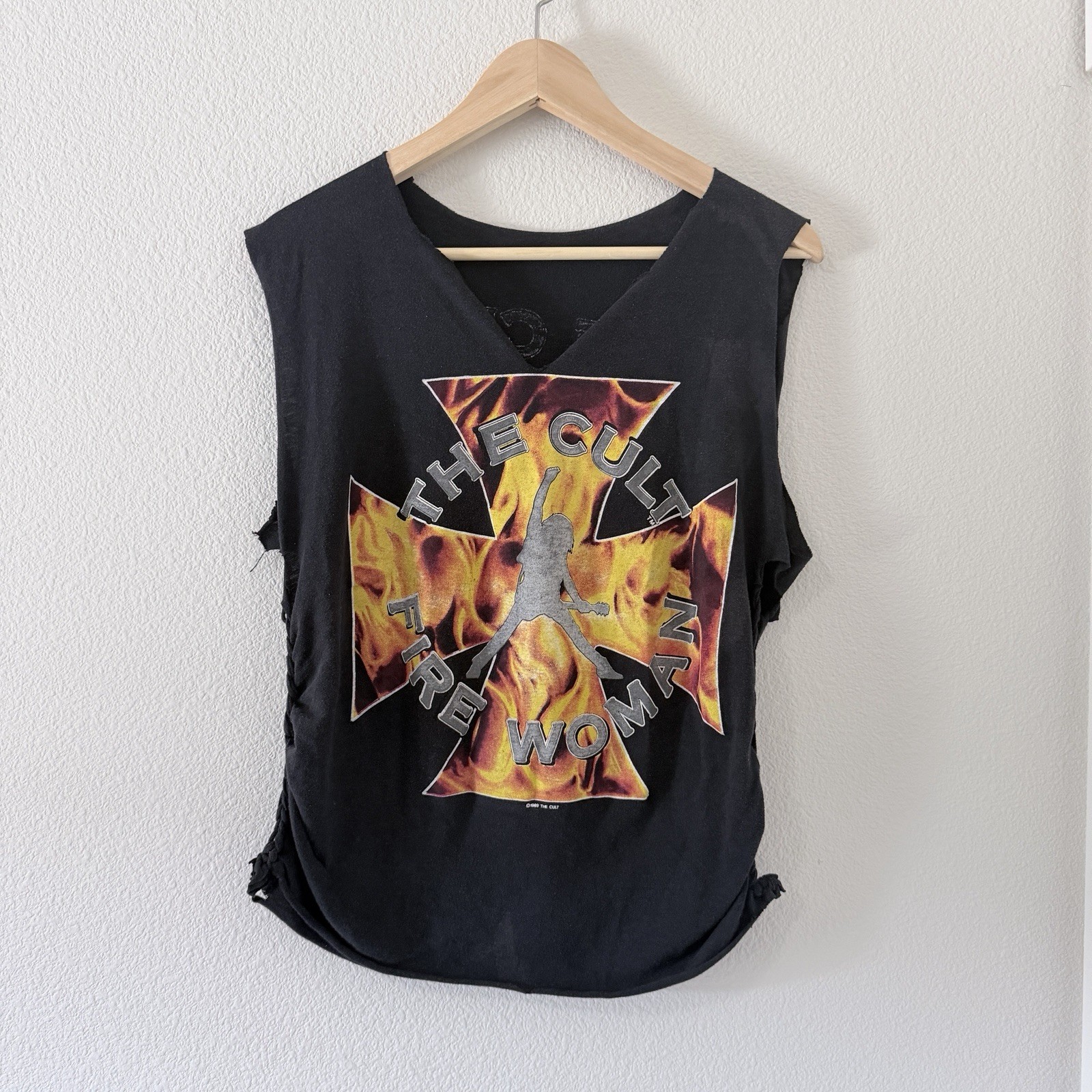 1989 The Cult Fire Woman Tee Shirt Vintage Band Music Tee Chopped Thrashed Med 1989 The Cult Fire Woman Tee Shirt Vintage Band Music Tee Chopped Thrashed Med