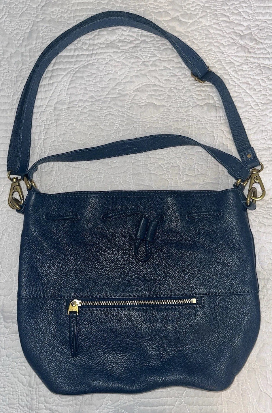 Fossil Vickery Blue Drawstring Satchel Purse