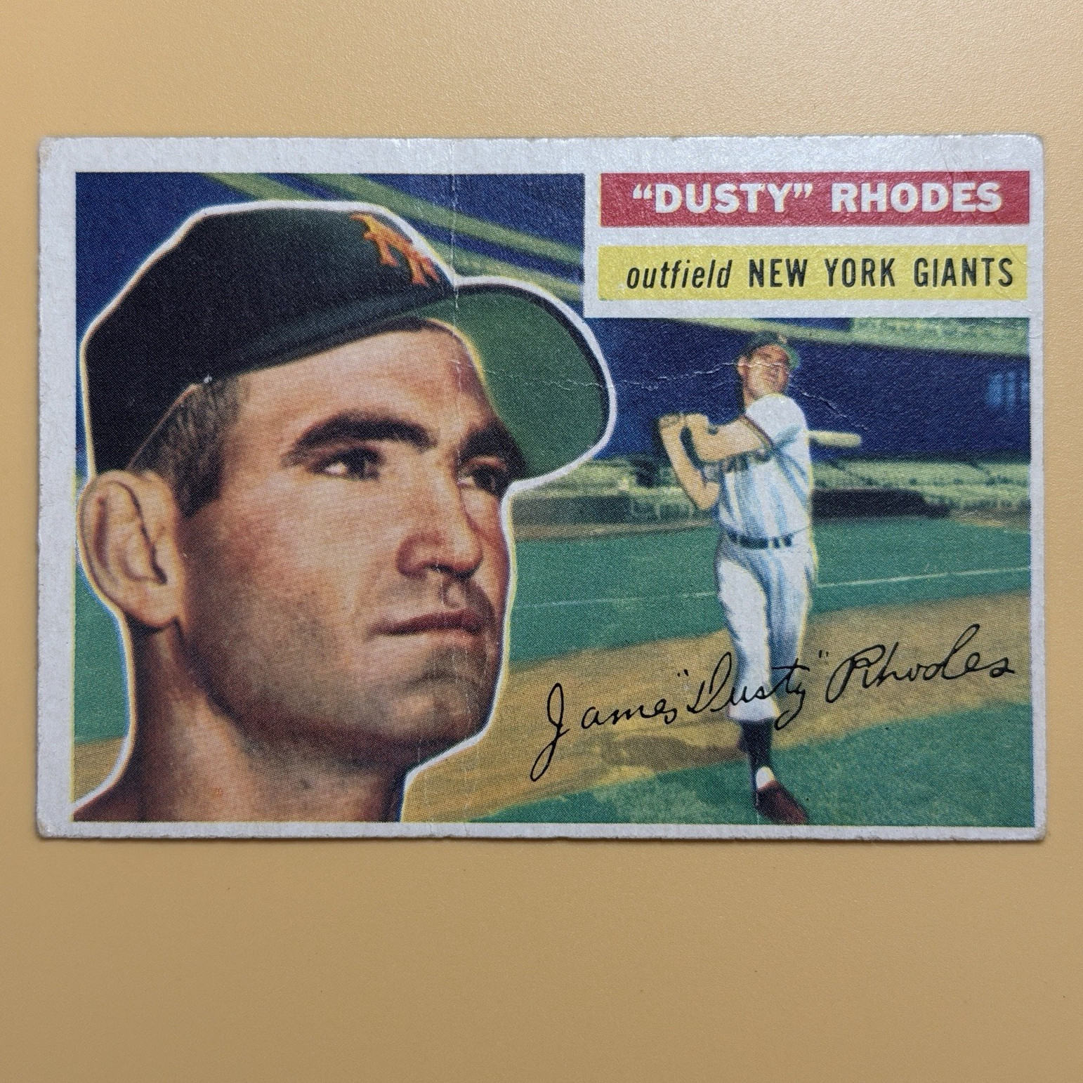 1956 Topps Dusty Rhodes New York Giants #50 - Gray Back VG (crease) 1956 Topps Dusty Rhodes New York Giants #50 - Gray Back VG (crease)
