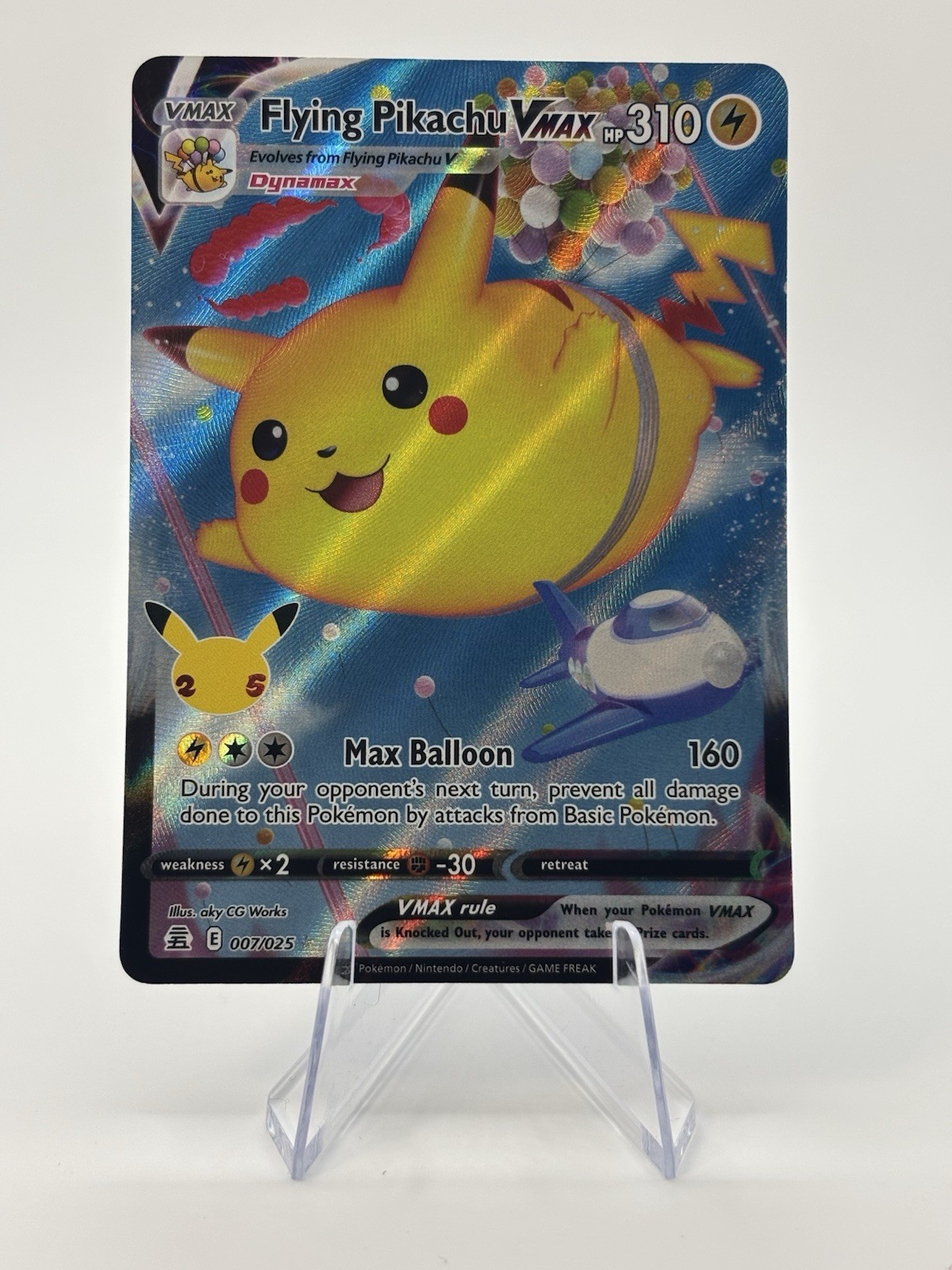 Pokémon Celebrations Flying Pikachu VMAX Holo Full Art Ultra Rare Card 007/025 Pokémon Celebrations Flying Pikachu VMAX Holo Full Art Ultra Rare Card 007/025