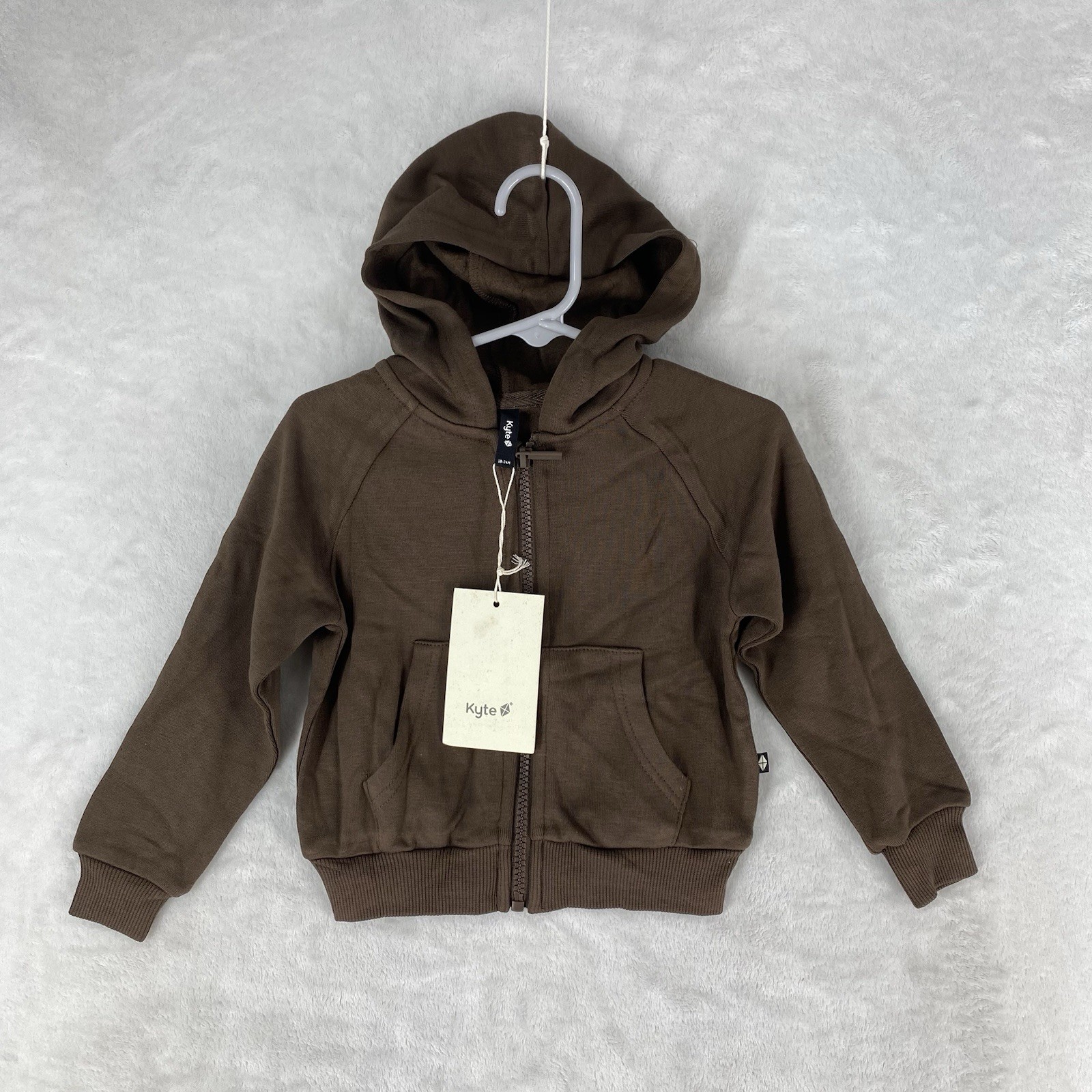 Kyte Kids Hoodie Toddler 18-24 Mo Brown Bamboo Viscose Fleece Lined NEW $47