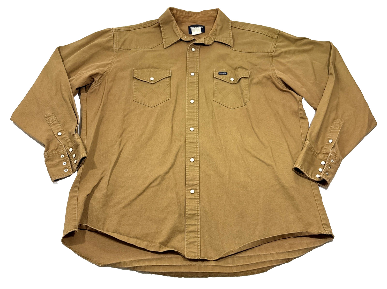 Wrangler Western Pearl Snap Shirt Mens 2XLT Tall Brown Cotton Cowboy Vintage EUC