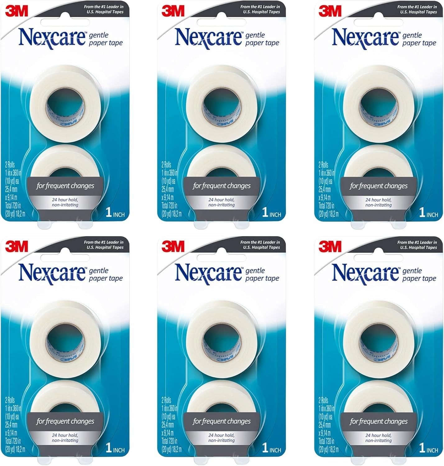 Nexcare Gentle Paper Tape, Medical Paper Tape 1 in x 10 Yards 6-Pack (12 Rolls) Nexcare Gentle Paper Tape, Medical Paper Tape 1 in x 10 Yards 6-Pack (12 Rolls)