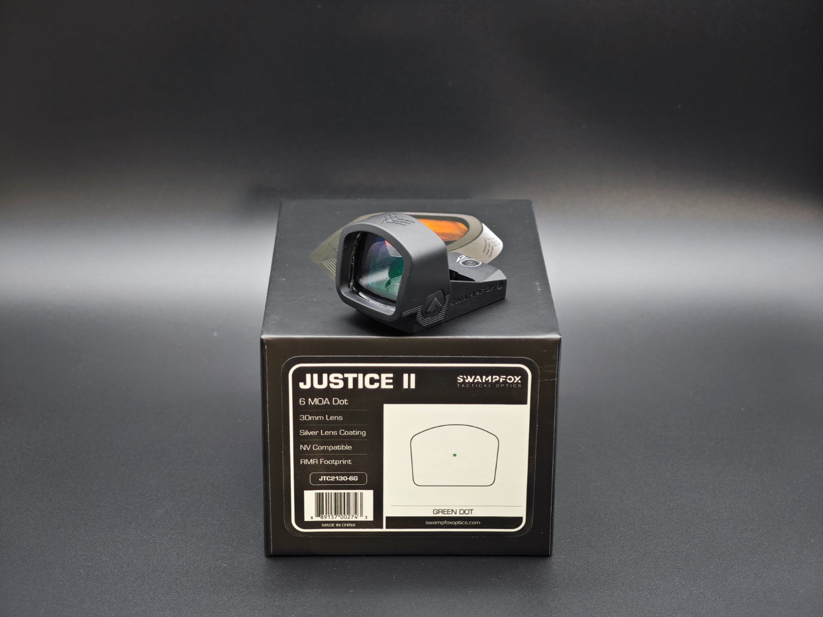 Swampfox Justice II 1x30mm 6MOA GREEN Dot Sight Multi-Reticle RMR footprint