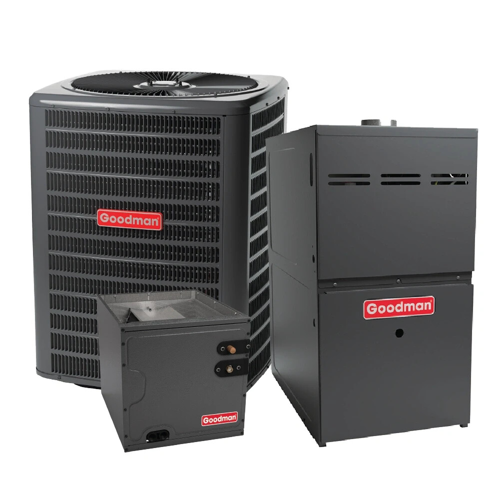 Goodman 2.5 Ton 13.8 SEER2 80% AFUE 60,000 BTU Gas Furnace & R32 Air Conditioner Goodman 2.5 Ton 13.8 SEER2 80% AFUE 60,000 BTU Gas Furnace & R32 Air Conditioner